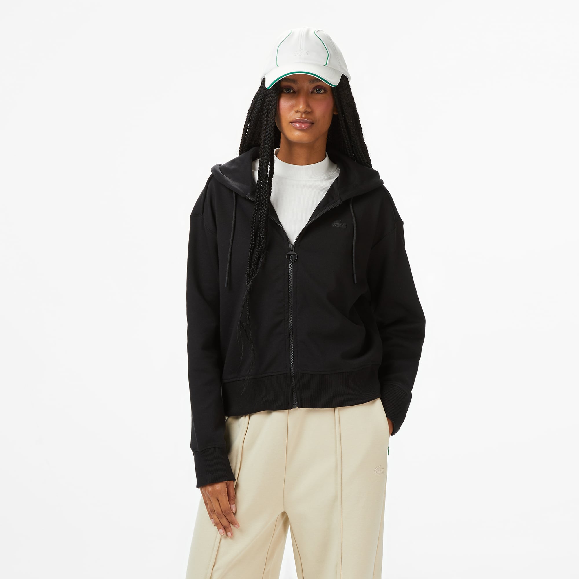  Lacoste x House of SuperStep Regular Fit Kadın Siyah Sweatshirt