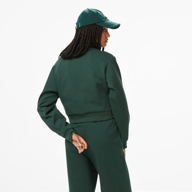  Lacoste x House of SuperStep Bisiklet Yaka Kadın Yeşil Sweatshirt