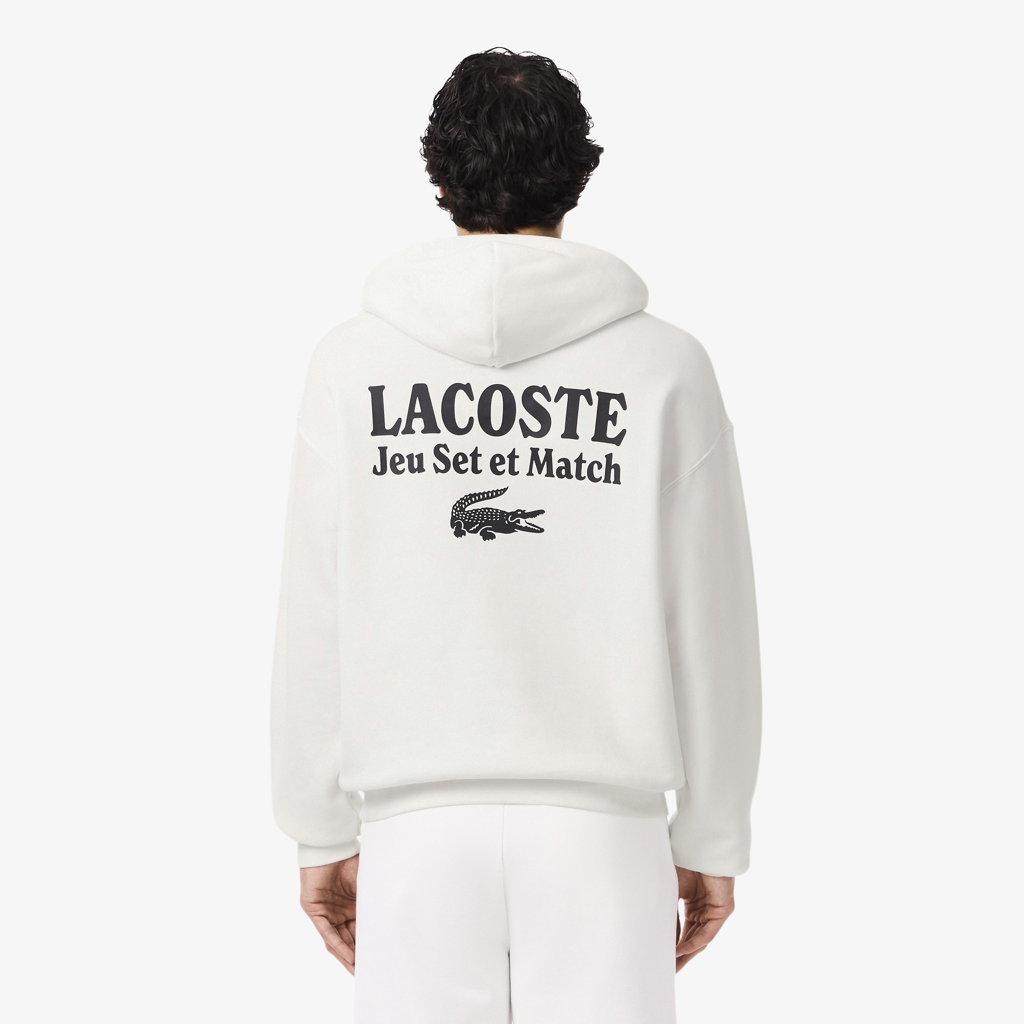 Lacoste Multi Print Fleece Erkek Beyaz Hoodie