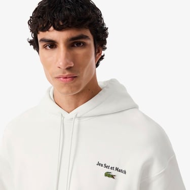  Lacoste Multi Print Fleece Erkek Beyaz Hoodie
