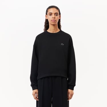  Lacoste Kadın Oversize Fit Fermuarlı Beyaz Sweatshirt