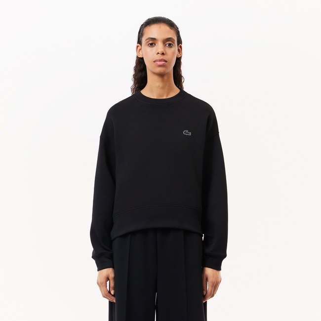  Lacoste Kadın Oversize Fit Fermuarlı Beyaz Sweatshirt