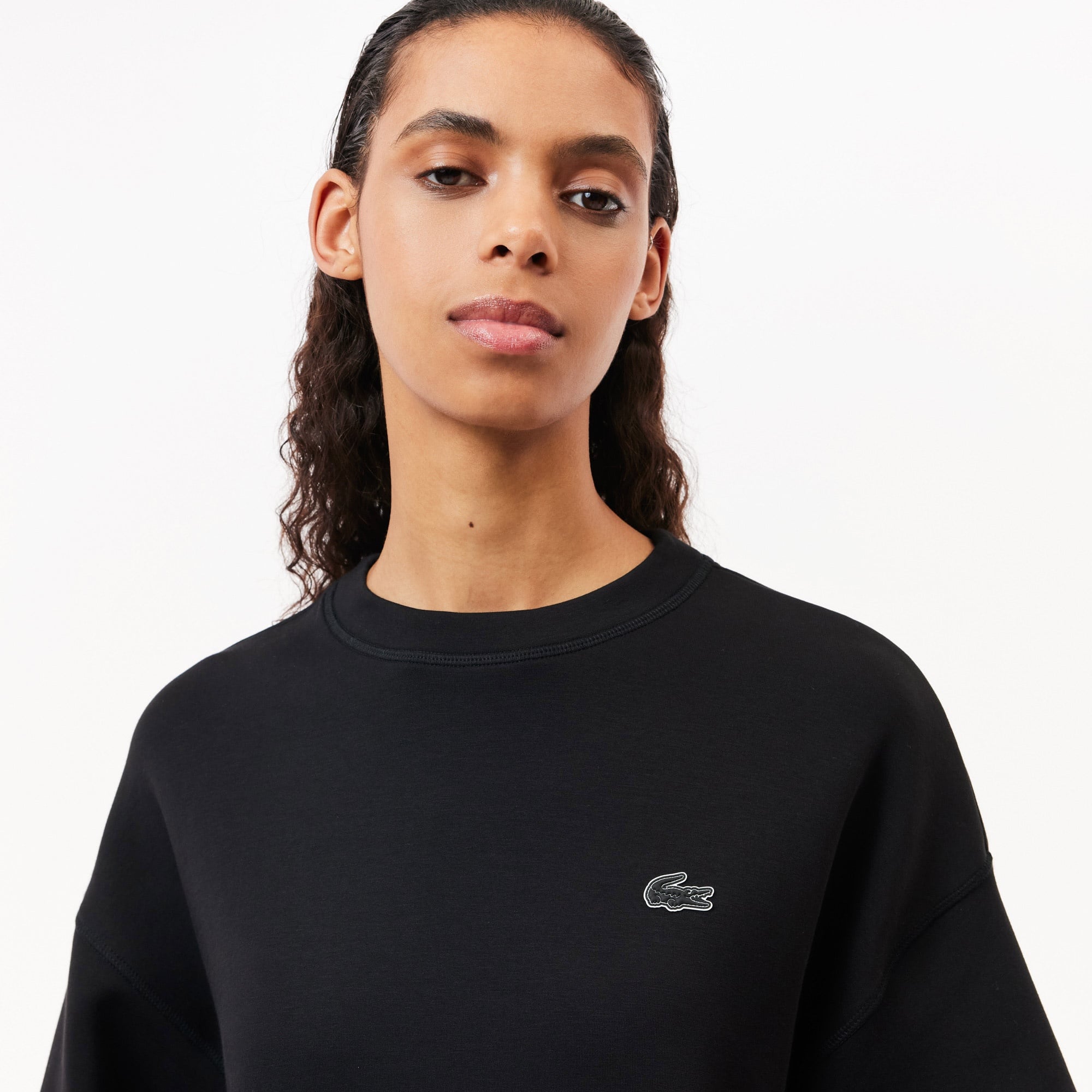 Lacoste Kadın Oversize Fit Fermuarlı Beyaz Sweatshirt