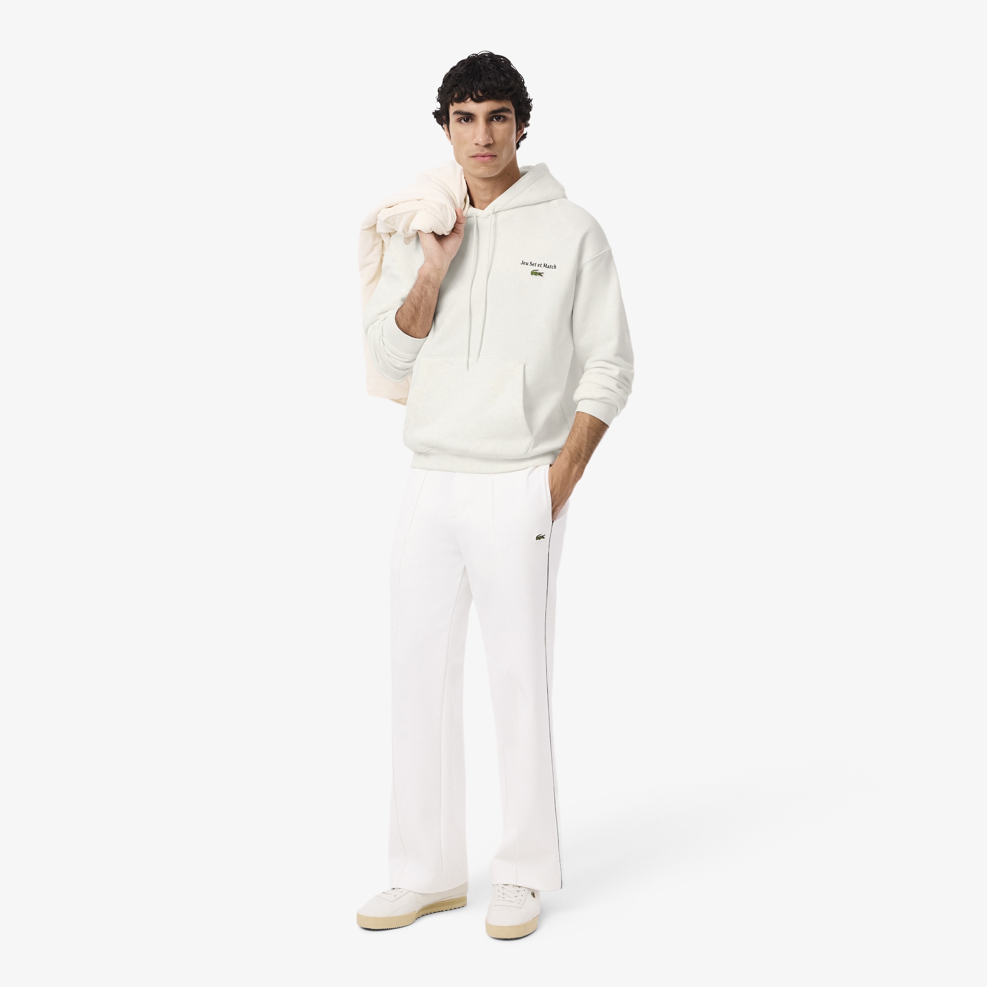 Lacoste Multi Print Fleece Erkek Beyaz Hoodie