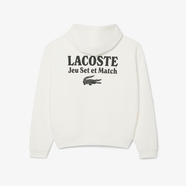  Lacoste Multi Print Fleece Erkek Beyaz Hoodie
