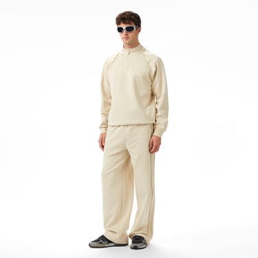  Lacoste x House of SuperStep Relaxed Fit Erkek Bej Sweatshirt