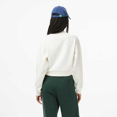  Lacoste x House of SuperStep Bisiklet Yaka Kadın Beyaz Sweatshirt