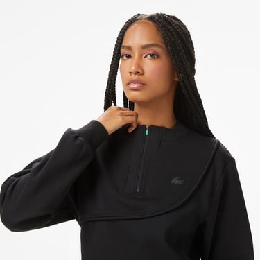  Lacoste x House of SuperStep Bisiklet Yaka Kadın Siyah Sweatshirt