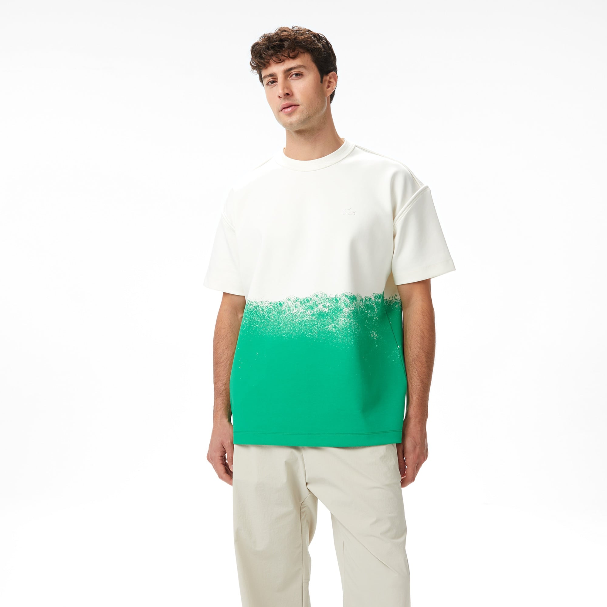 Lacoste x House of SuperStep Renk Bloklu Erkek Yeşil T-Shirt