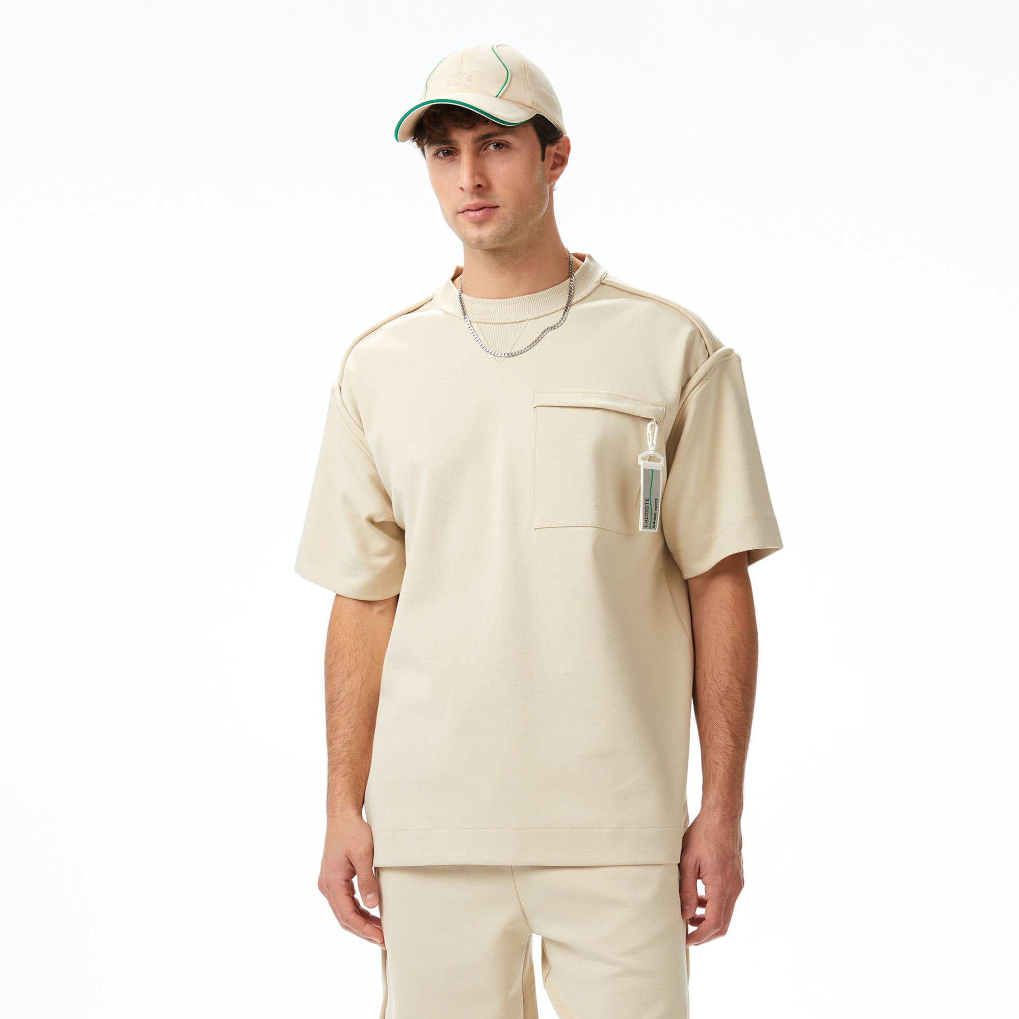  Lacoste x House of SuperStep Regular Fit Erkek Bej T-Shirt