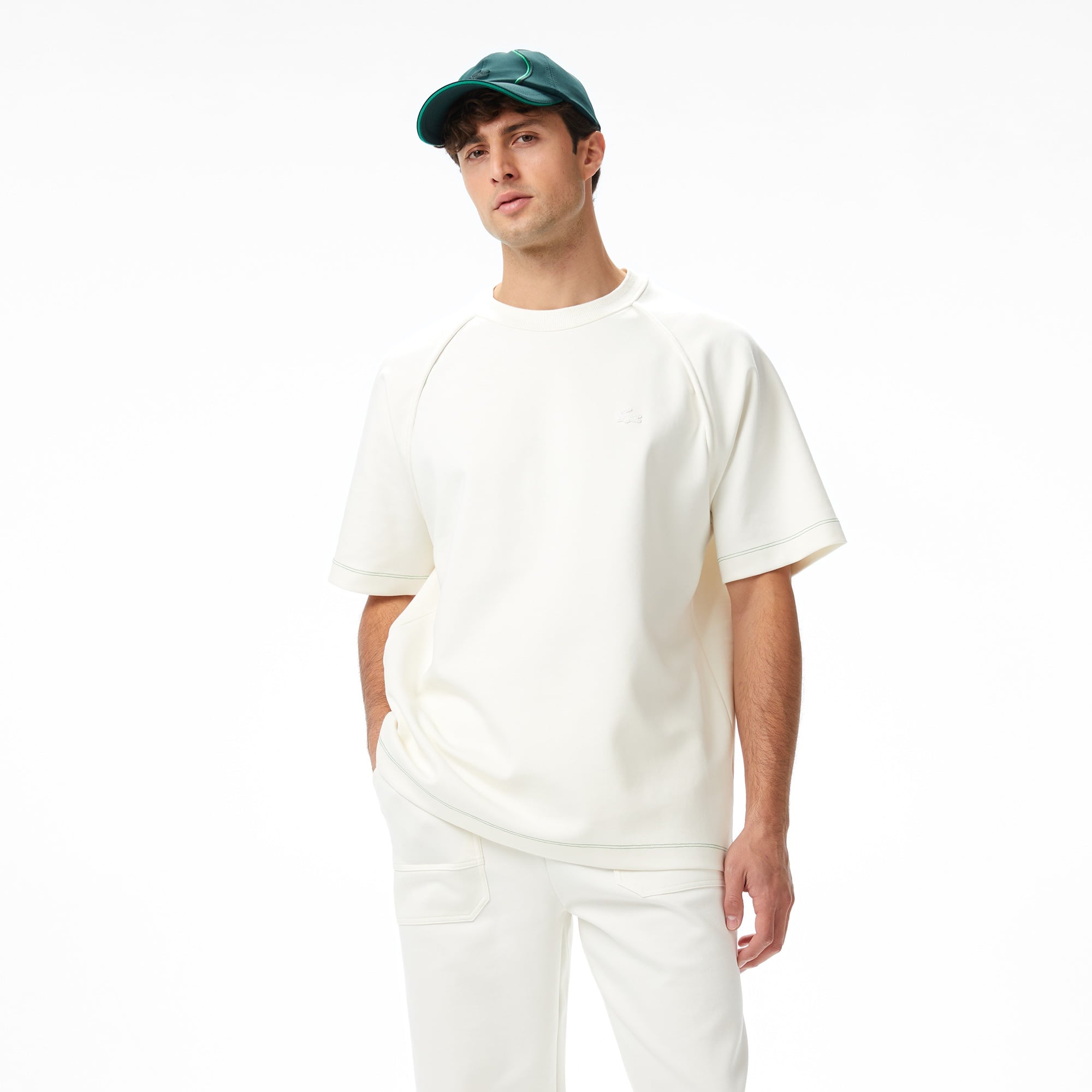 Lacoste x House of SuperStep Loose Fit Erkek Beyaz T-Shirt