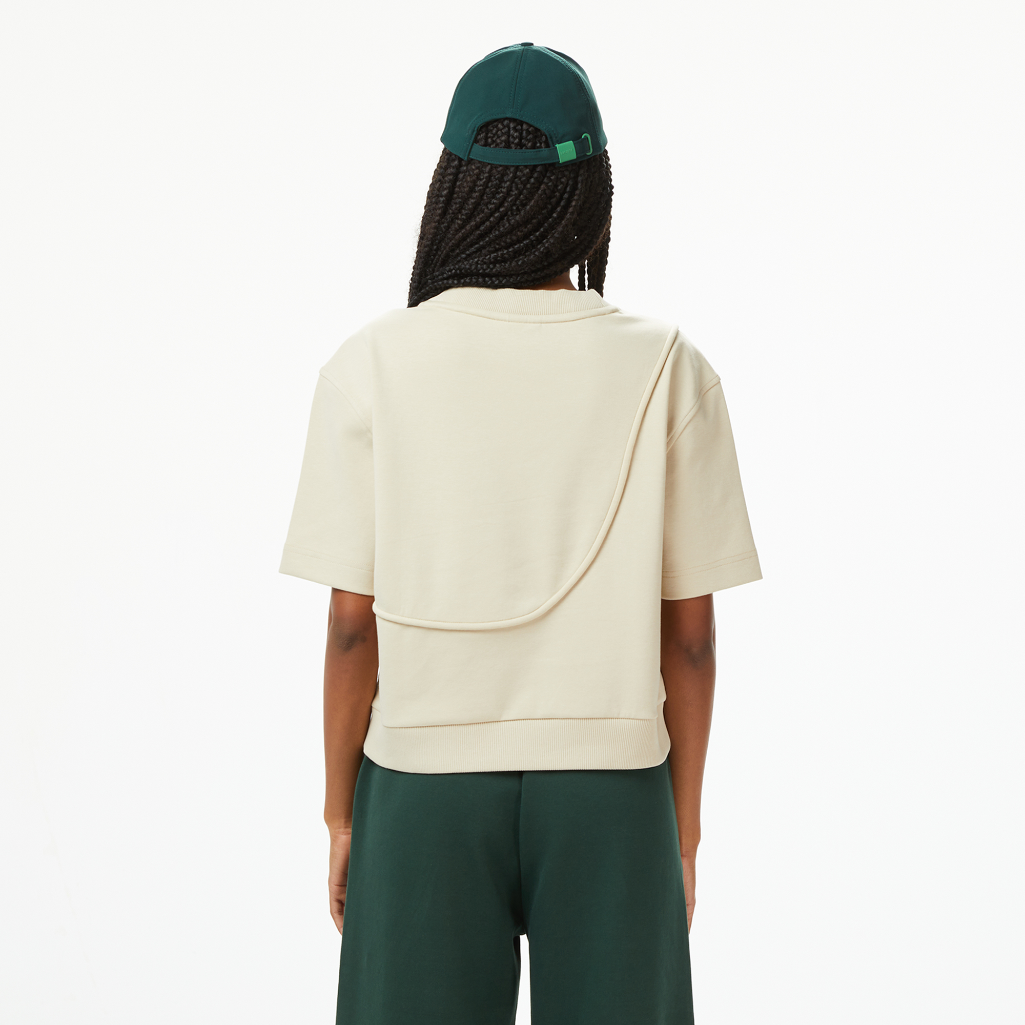  Lacoste x House of SuperStep Loose Fit Kadın Bej T-Shirt