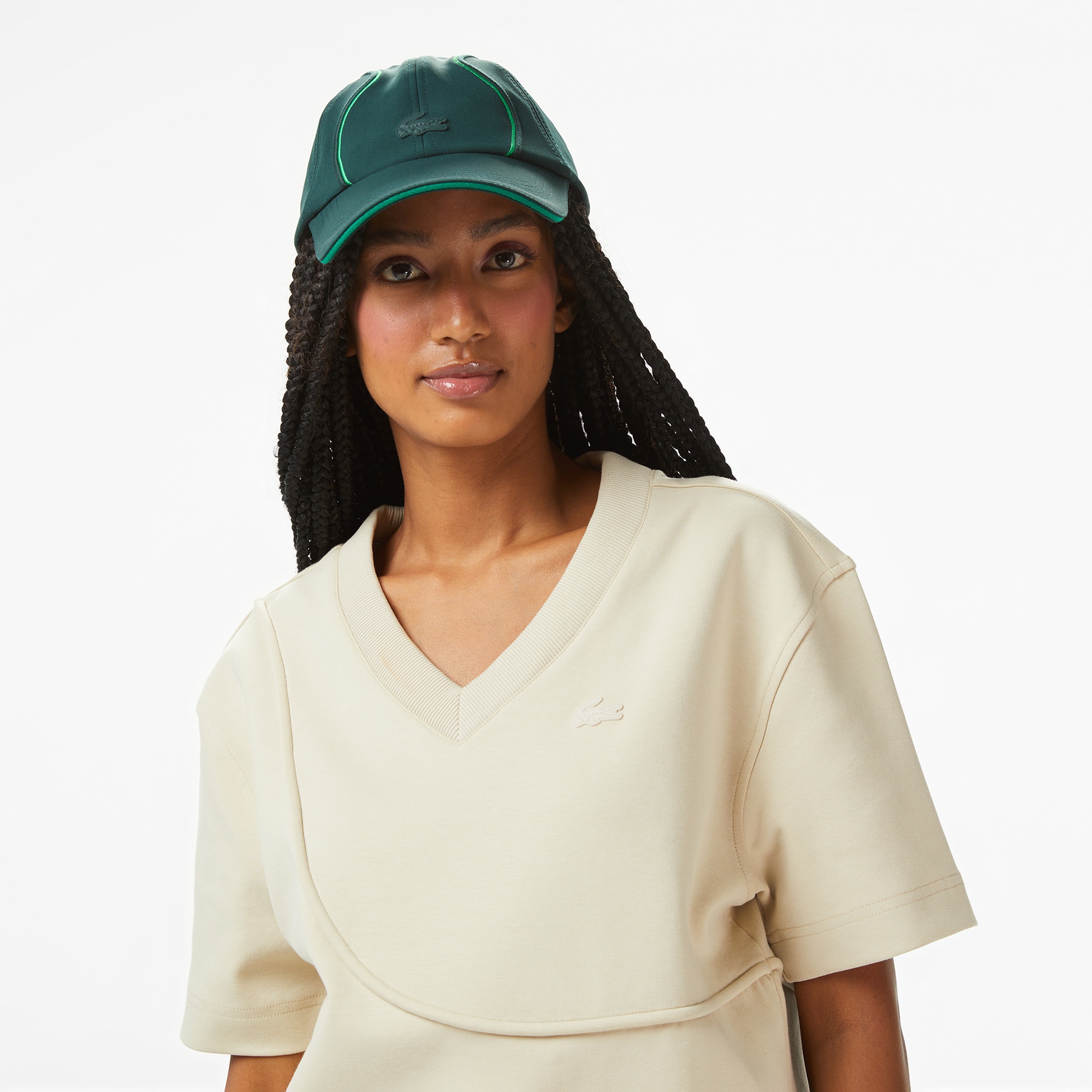 Lacoste x House of SuperStep Loose Fit Kadın Bej T-Shirt