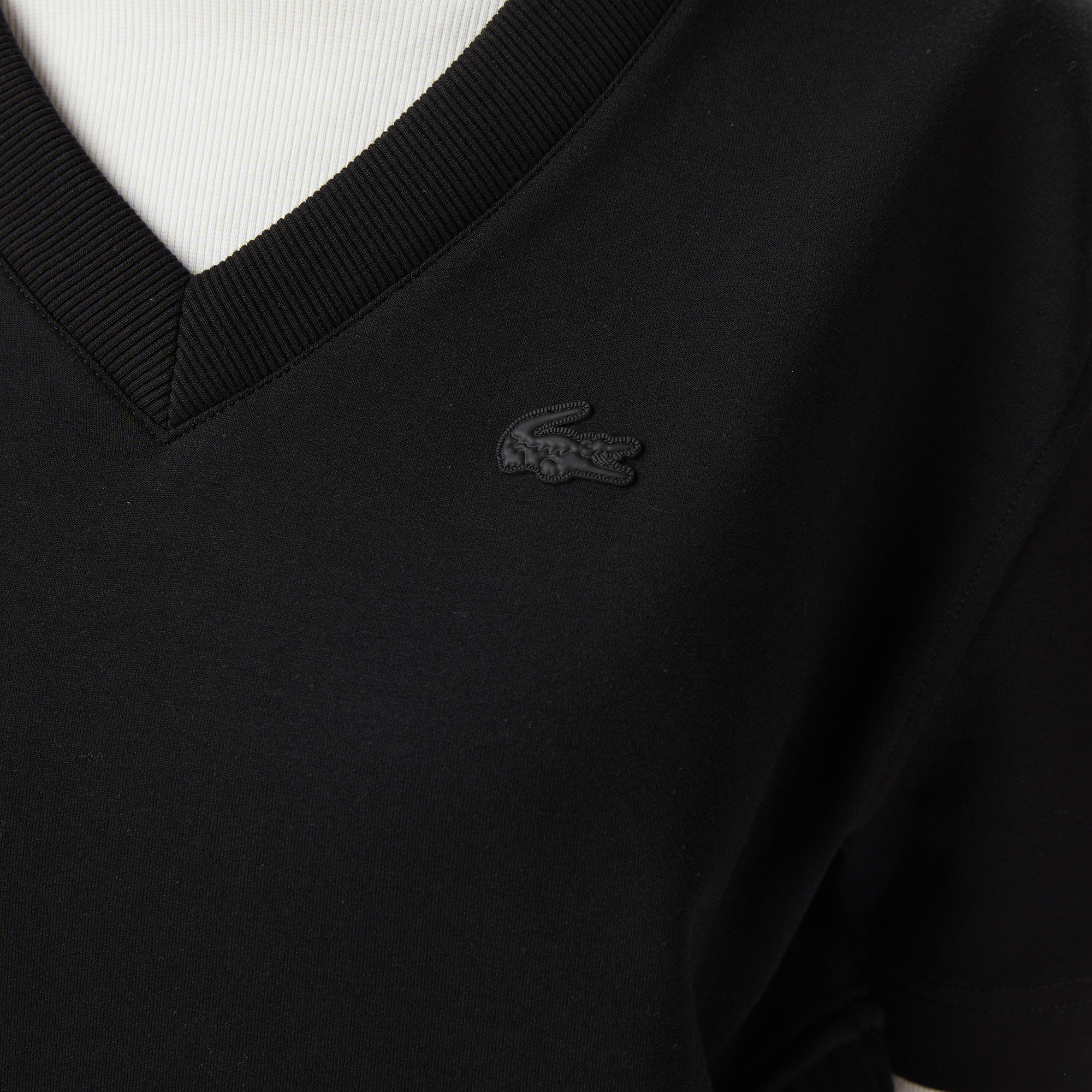  Lacoste x House of SuperStep Loose Fit Kadın Siyah T-Shirt