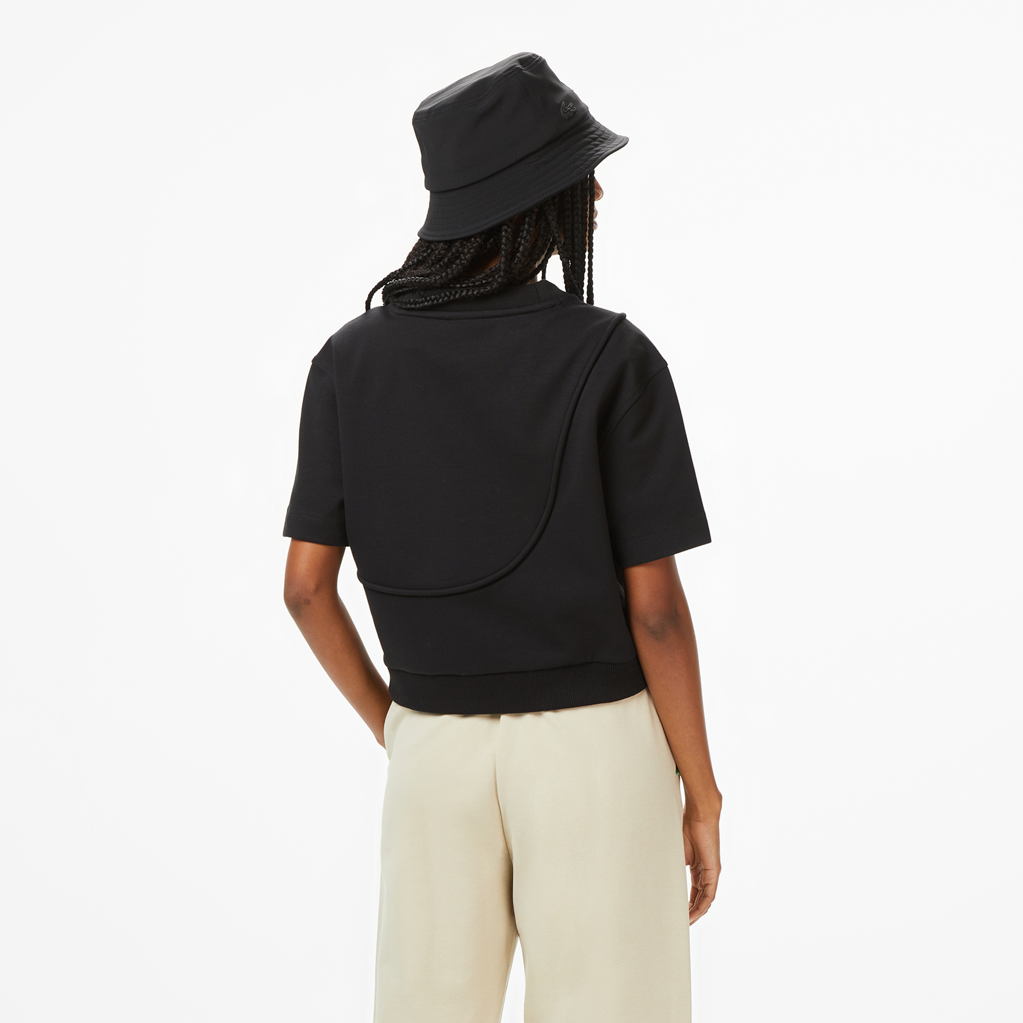  Lacoste x House of SuperStep Loose Fit Kadın Siyah T-Shirt