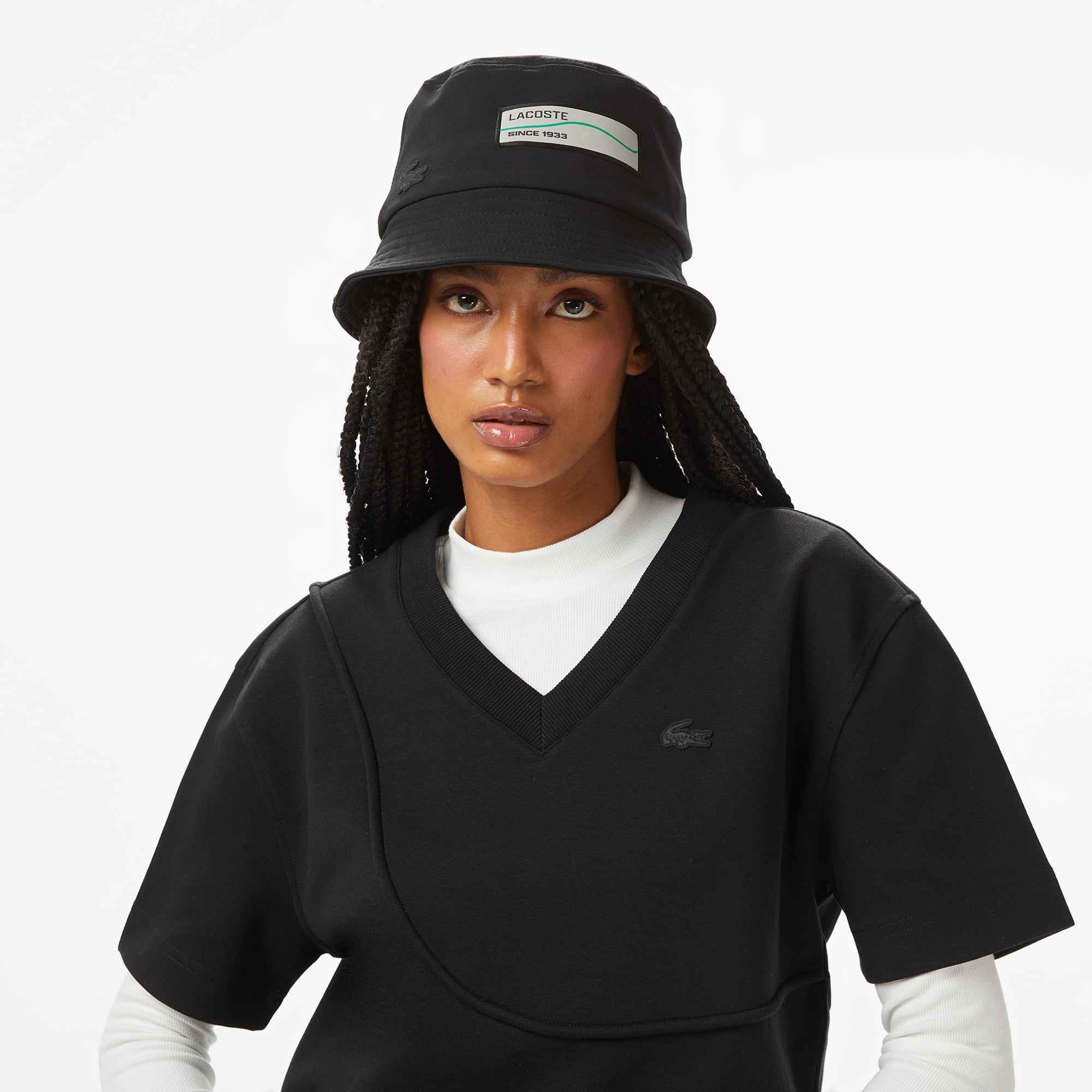 Lacoste x House of SuperStep Loose Fit Kadın Siyah T-Shirt