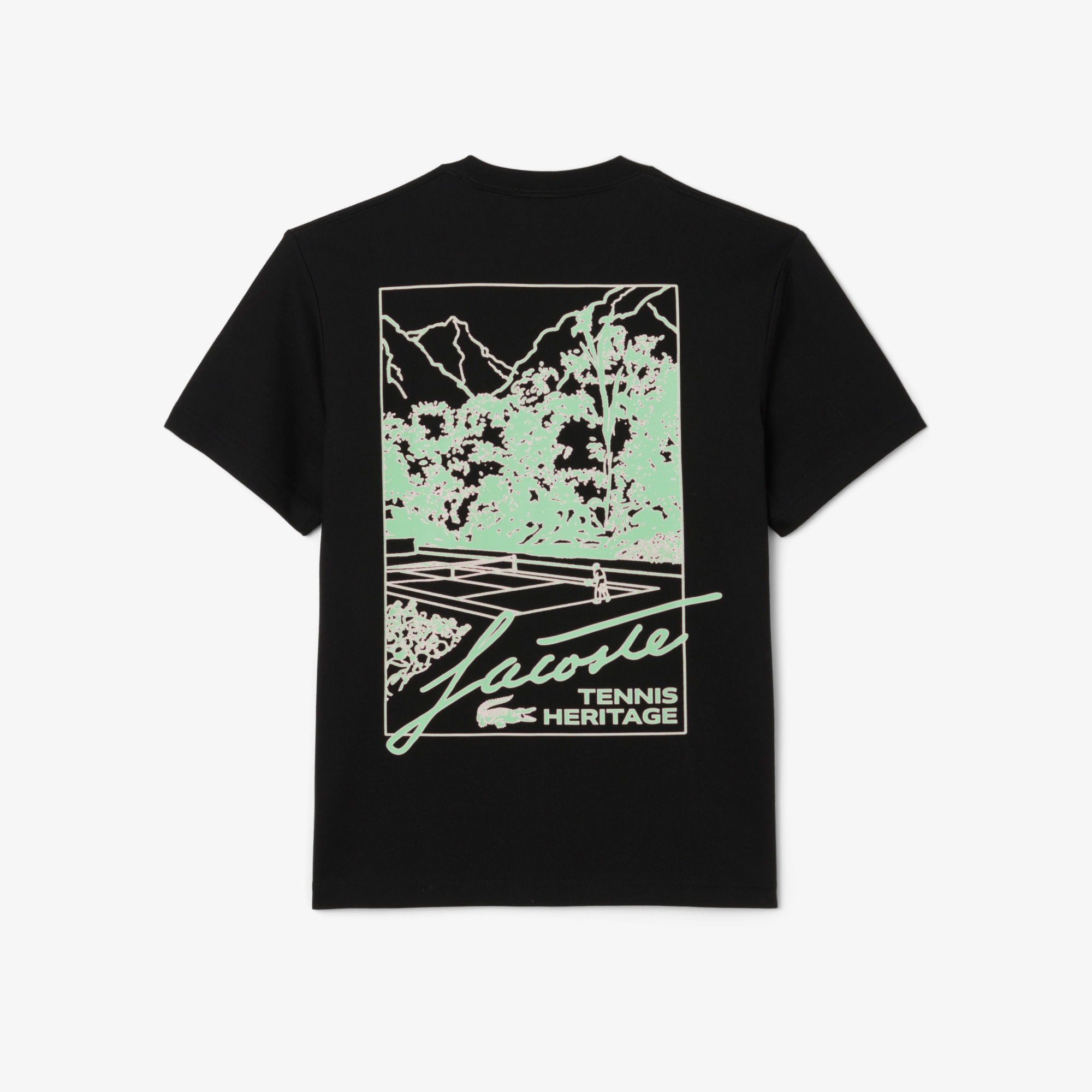 Lacoste Tennis Heritage Multi Print Erkek Siyah T-Shirt