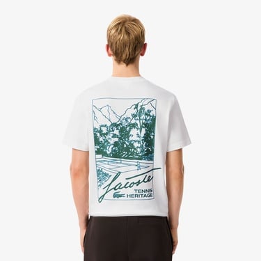  Lacoste Tennis Heritage Multi Print Erkek Beyaz T-Shirt