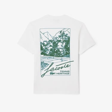  Lacoste Tennis Heritage Multi Print Erkek Beyaz T-Shirt