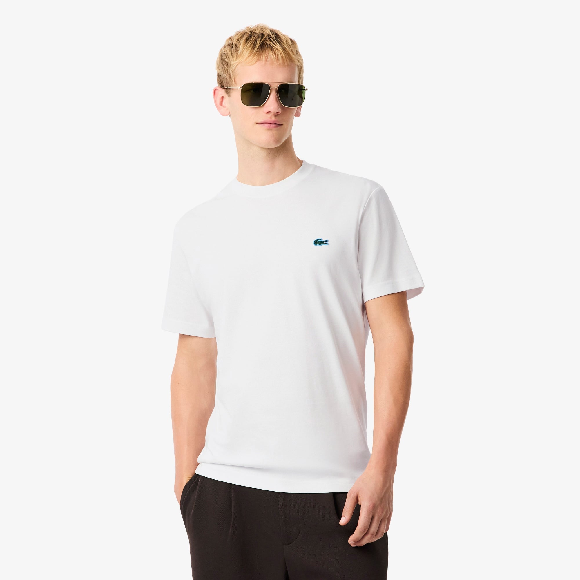 Lacoste Tennis Heritage Multi Print Erkek Beyaz T-Shirt