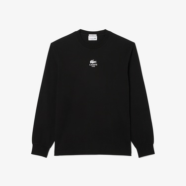  Lacoste Print Fleece Erkek Siyah Sweatshirt