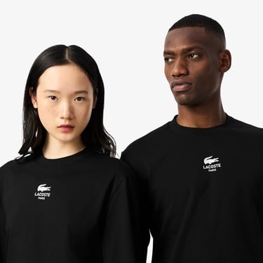  Lacoste Print Fleece Erkek Siyah Sweatshirt