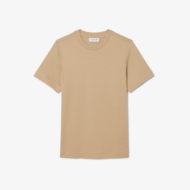  Lacoste Print Cotton Kadın Bej T-Shirt