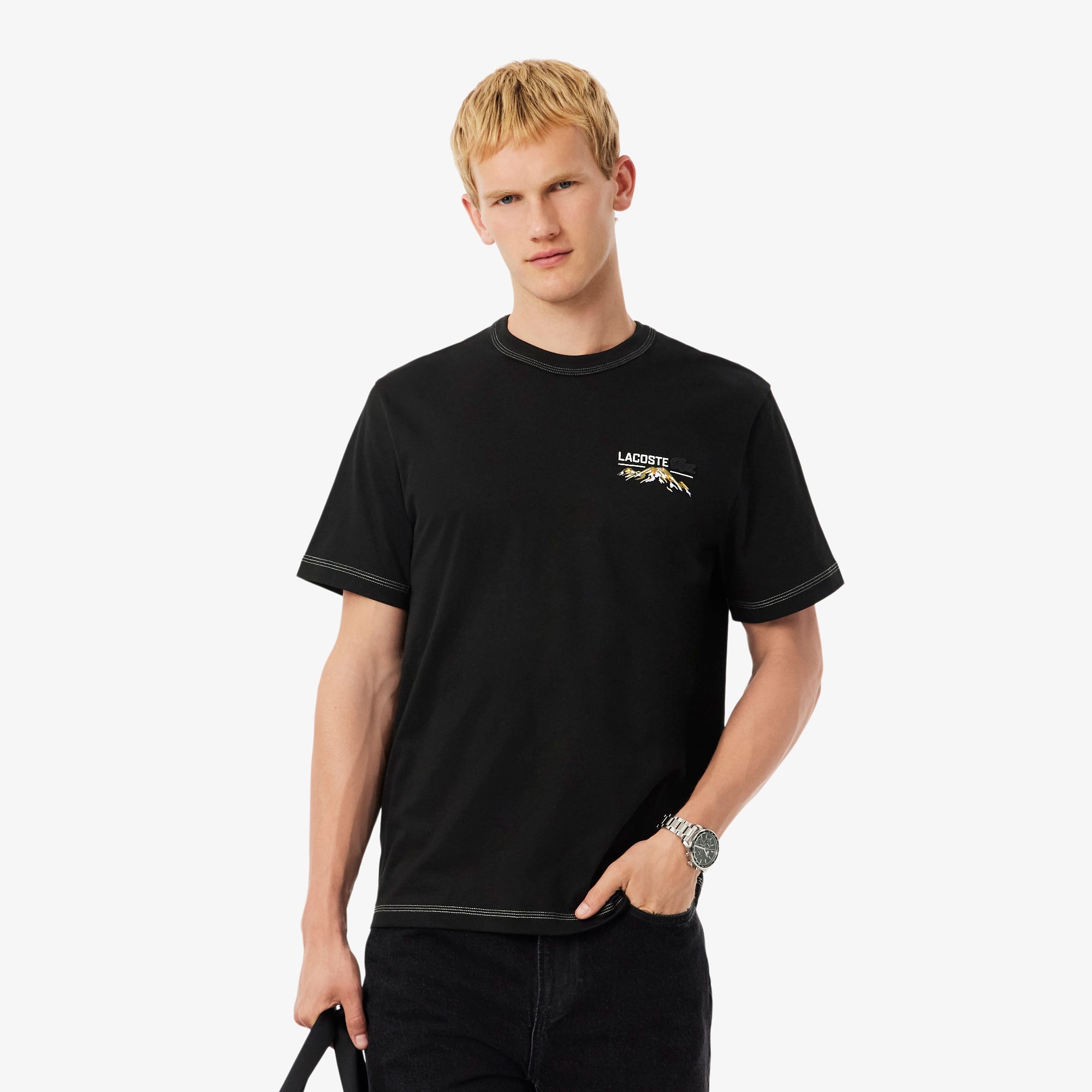 Lacoste Multi Print Erkek Siyah T-Shirt
