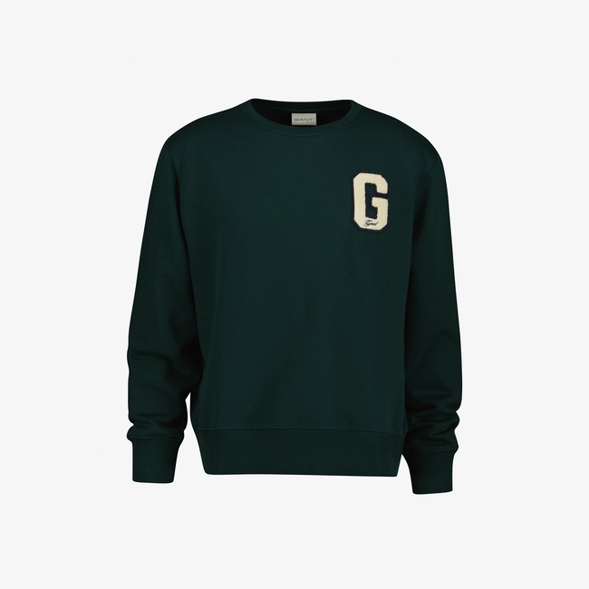  GANT Erkek Yeşil Regular Fit Bisiklet Yaka Logolu Sweatshirt