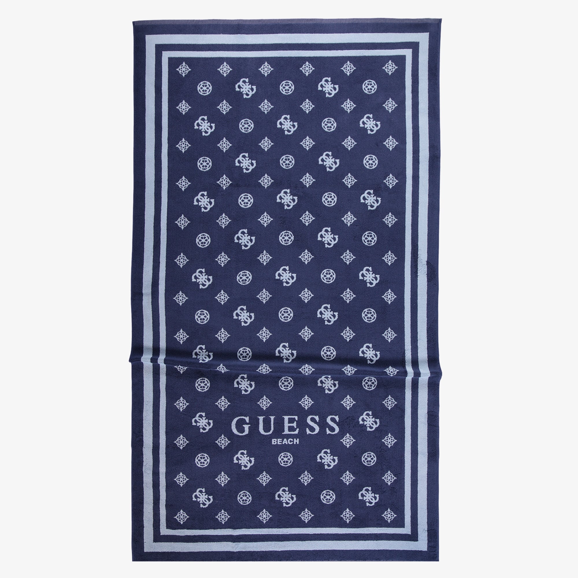  Guess Towel Jacquard Lux Sponge Unisex Mavi Plaj Havlusu