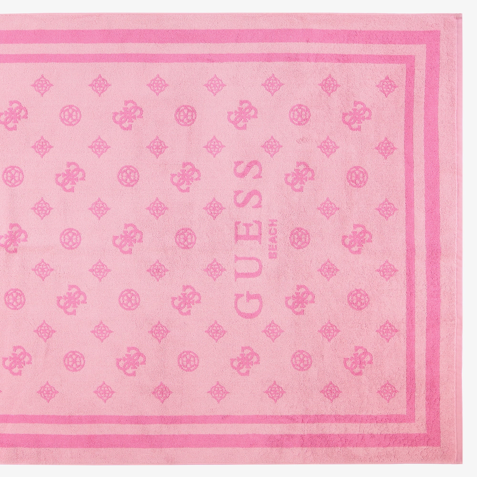 Guess Towel Jacquard Lux Sponge Unisex Pembe Plaj Havlusu