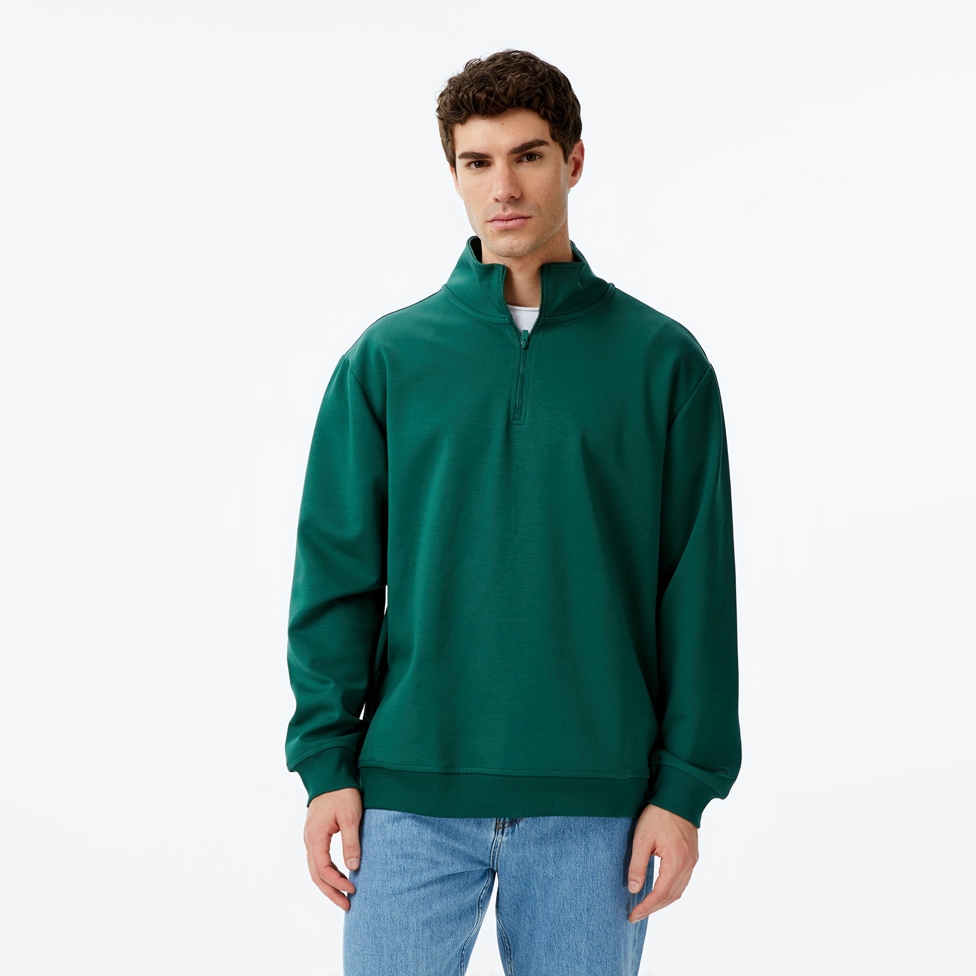 UNITED4 Erkek Yeşil Half Zip Sweatshirt