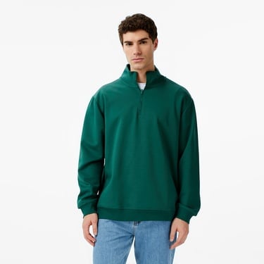  UNITED4 Erkek Yeşil Half Zip Sweatshirt