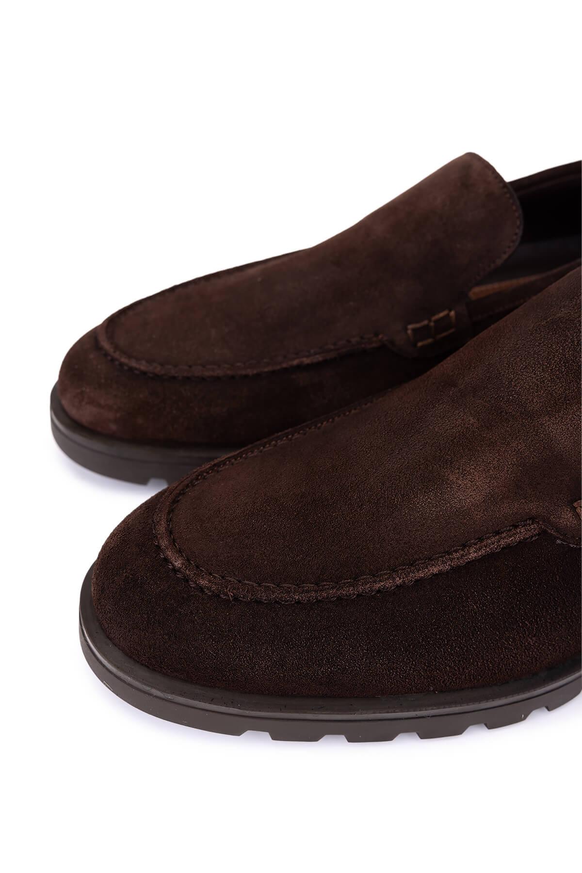 Tamer Tanca Tamer Tanca Erkek Hakiki Deri Kahverengi Süet Loafer Ayakkabı Casual Ayakkabı | FashFed Kahverengi - 3. görsel