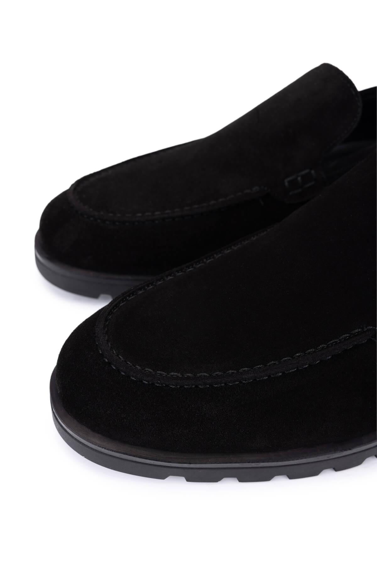 Tamer Tanca Tamer Tanca Erkek Hakiki Deri Siyah Süet Loafer Ayakkabı Casual Ayakkabı | FashFed Siyah - 3. görsel