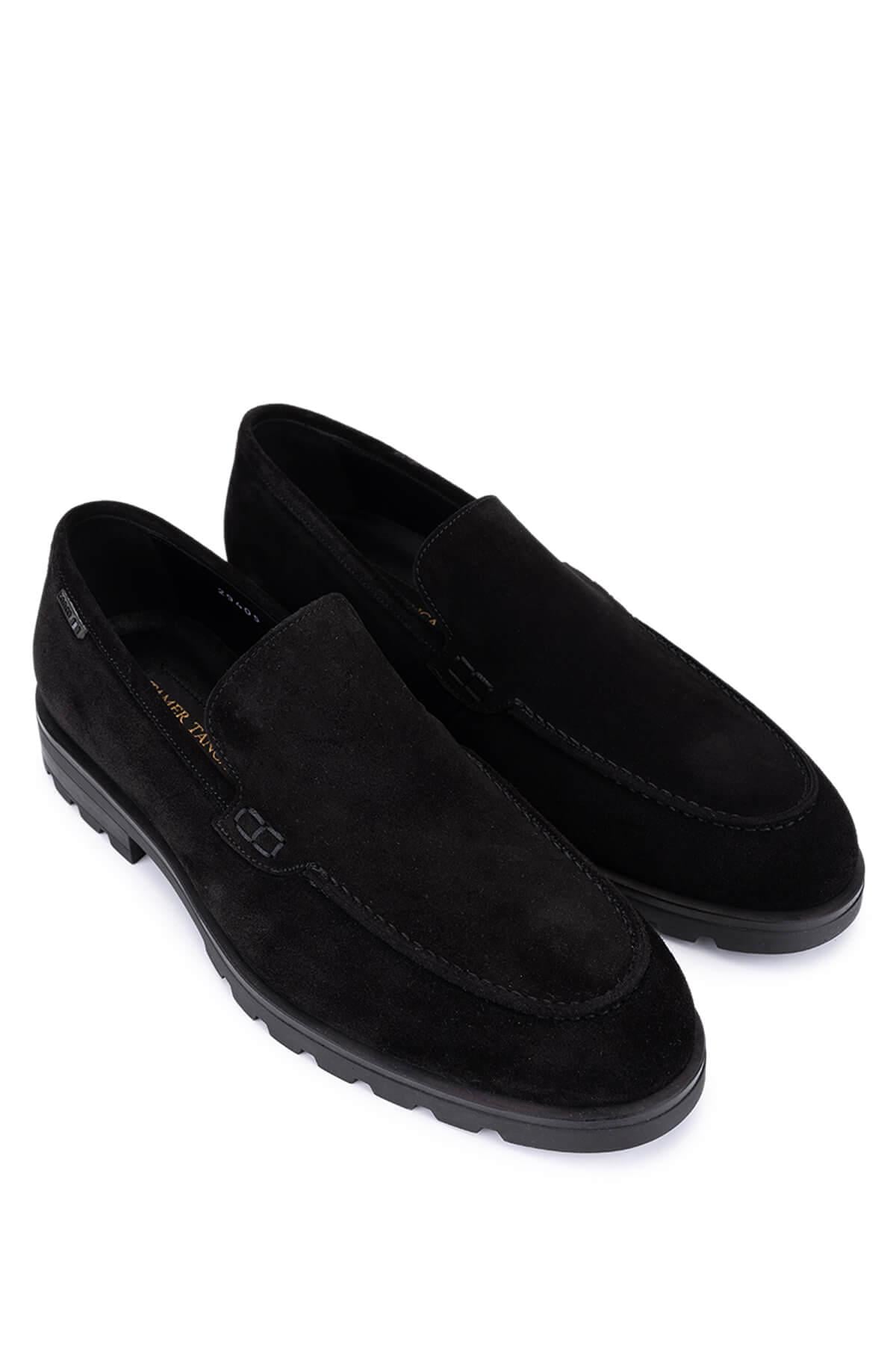 Tamer Tanca Tamer Tanca Erkek Hakiki Deri Siyah Süet Loafer Ayakkabı Casual Ayakkabı | FashFed Siyah - 4. görsel