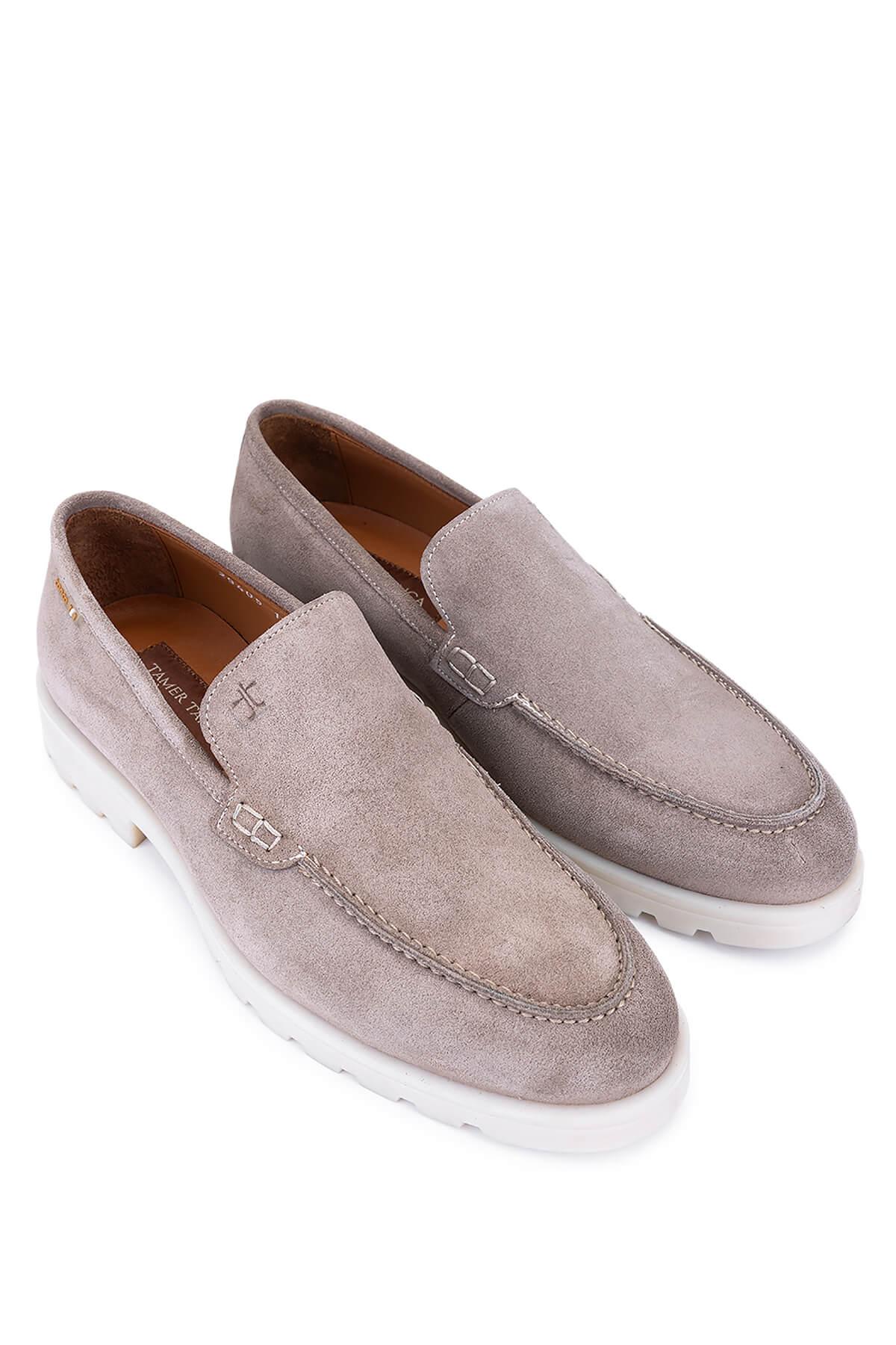 Tamer Tanca Tamer Tanca Erkek Hakiki Deri Bej Süet Loafer Ayakkabı Casual Ayakkabı | FashFed Bej - 4. görsel