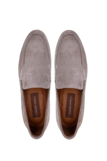  Tamer Tanca Erkek Hakiki Deri Bej Süet Loafer Ayakkabı