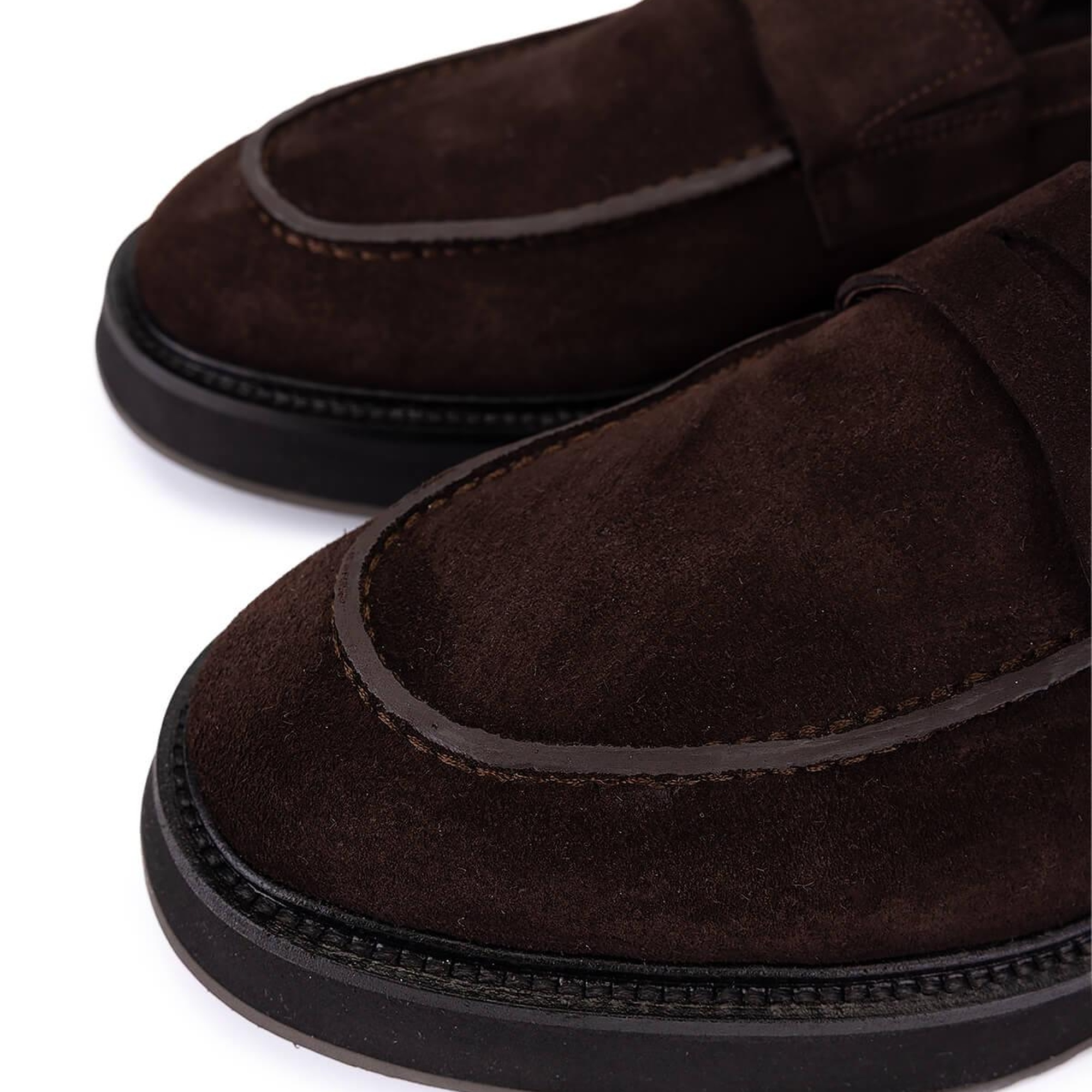 Tamer Tanca Erkek Hakiki Deri Kahverengi Süet Loafer Ayakkabı