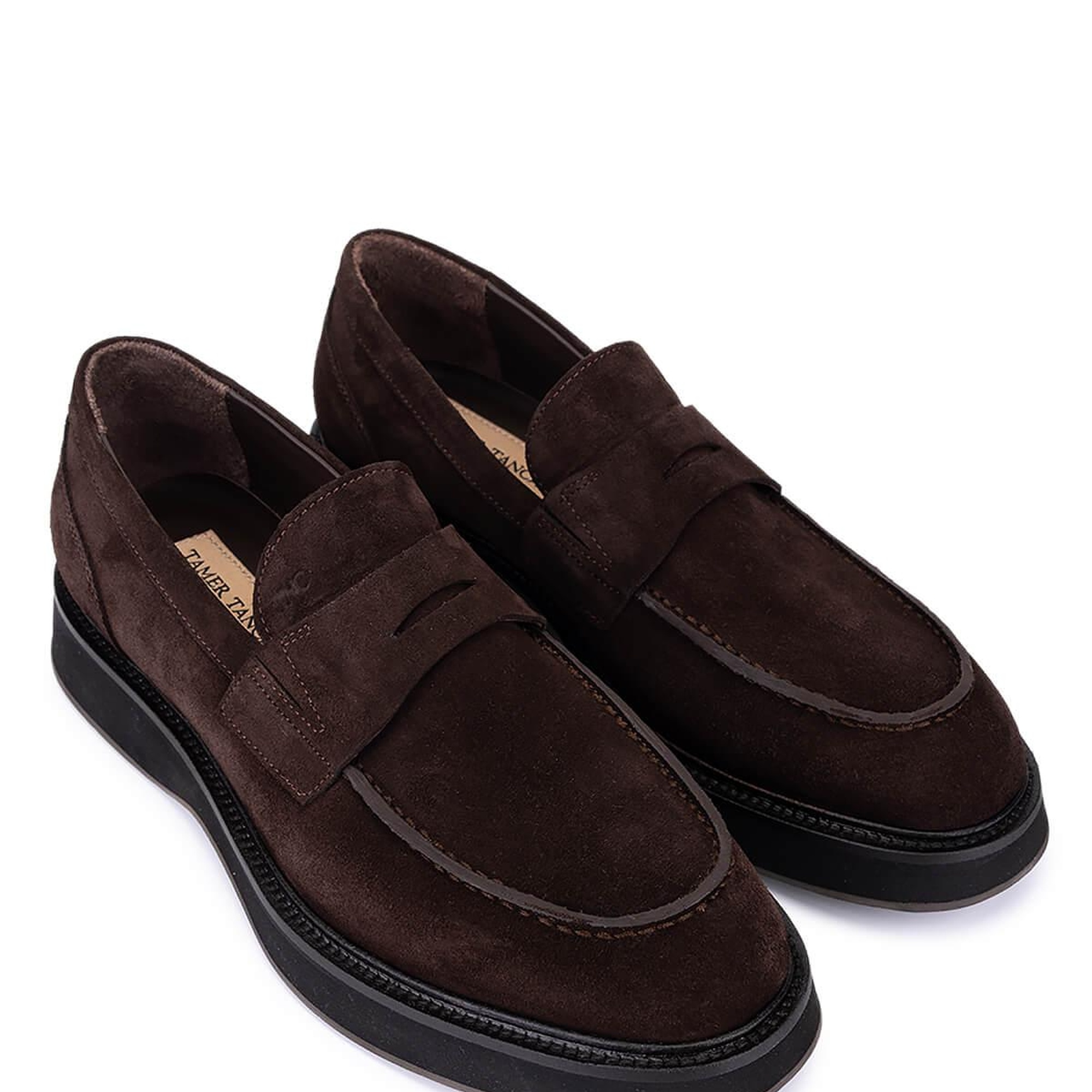 Tamer Tanca Erkek Hakiki Deri Kahverengi Süet Loafer Ayakkabı
