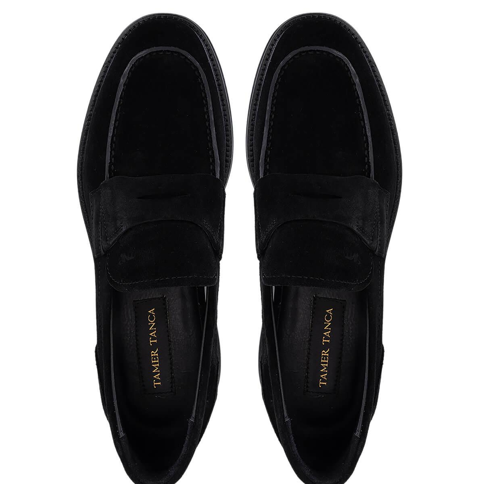 Tamer Tanca Erkek Hakiki Deri Siyah Süet Loafer Ayakkabı