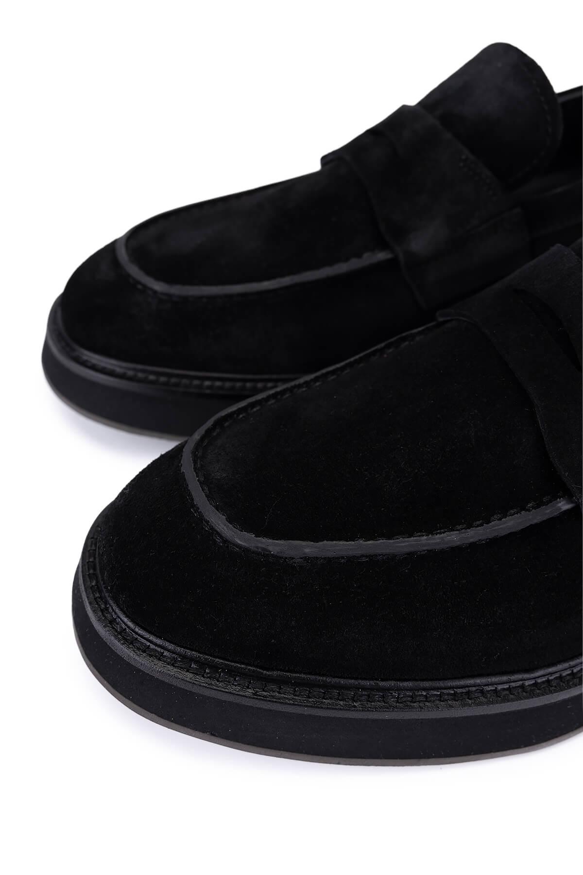 Tamer Tanca Tamer Tanca Erkek Hakiki Deri Siyah Süet Loafer Ayakkabı Casual Ayakkabı | FashFed Siyah - 3. görsel