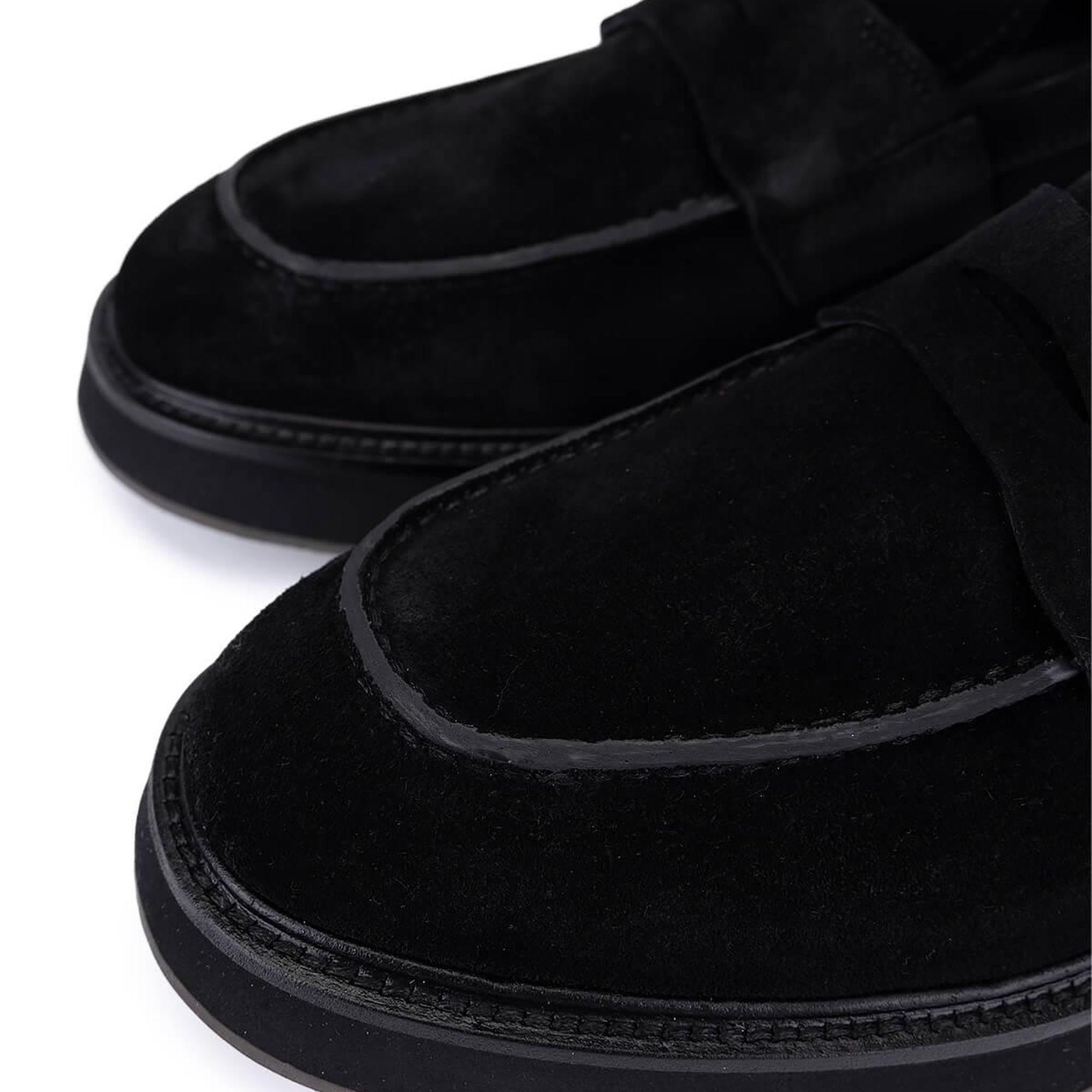 Tamer Tanca Erkek Hakiki Deri Siyah Süet Loafer Ayakkabı