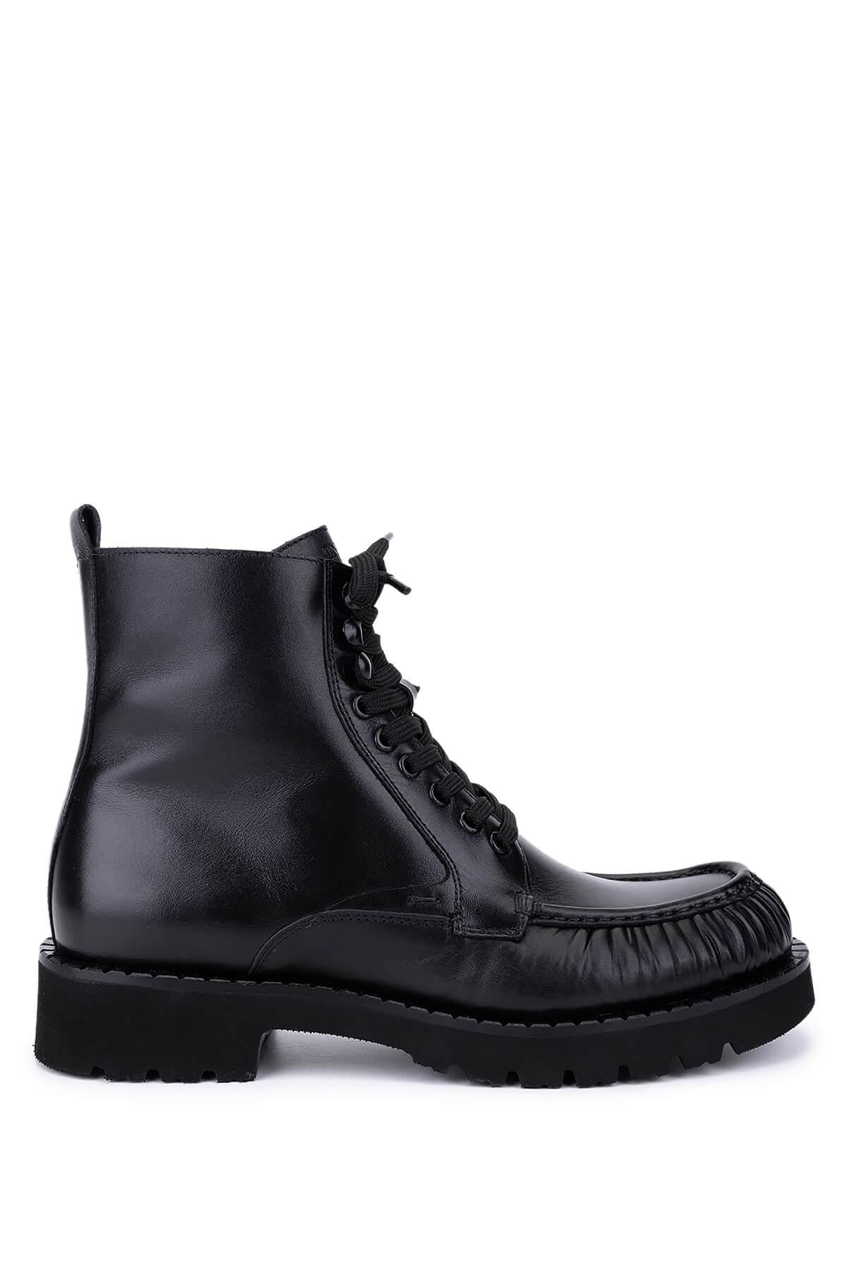 Tamer Tanca Tamer Tanca Erkek Hakiki Deri Siyah Casual Bot | FashFed Siyah - 2. görsel