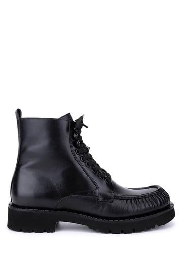  Tamer Tanca Erkek Hakiki Deri Siyah Casual Bot