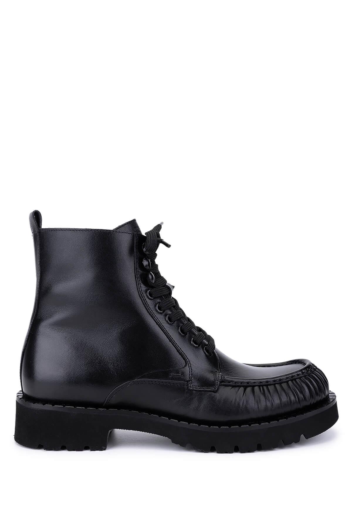  Tamer Tanca Erkek Hakiki Deri Siyah Casual Bot