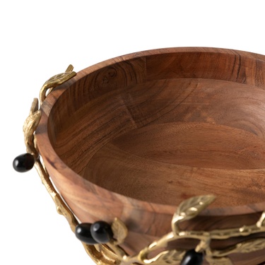  OLIVE AHŞAP DEKORATİF KASE 32X13CM