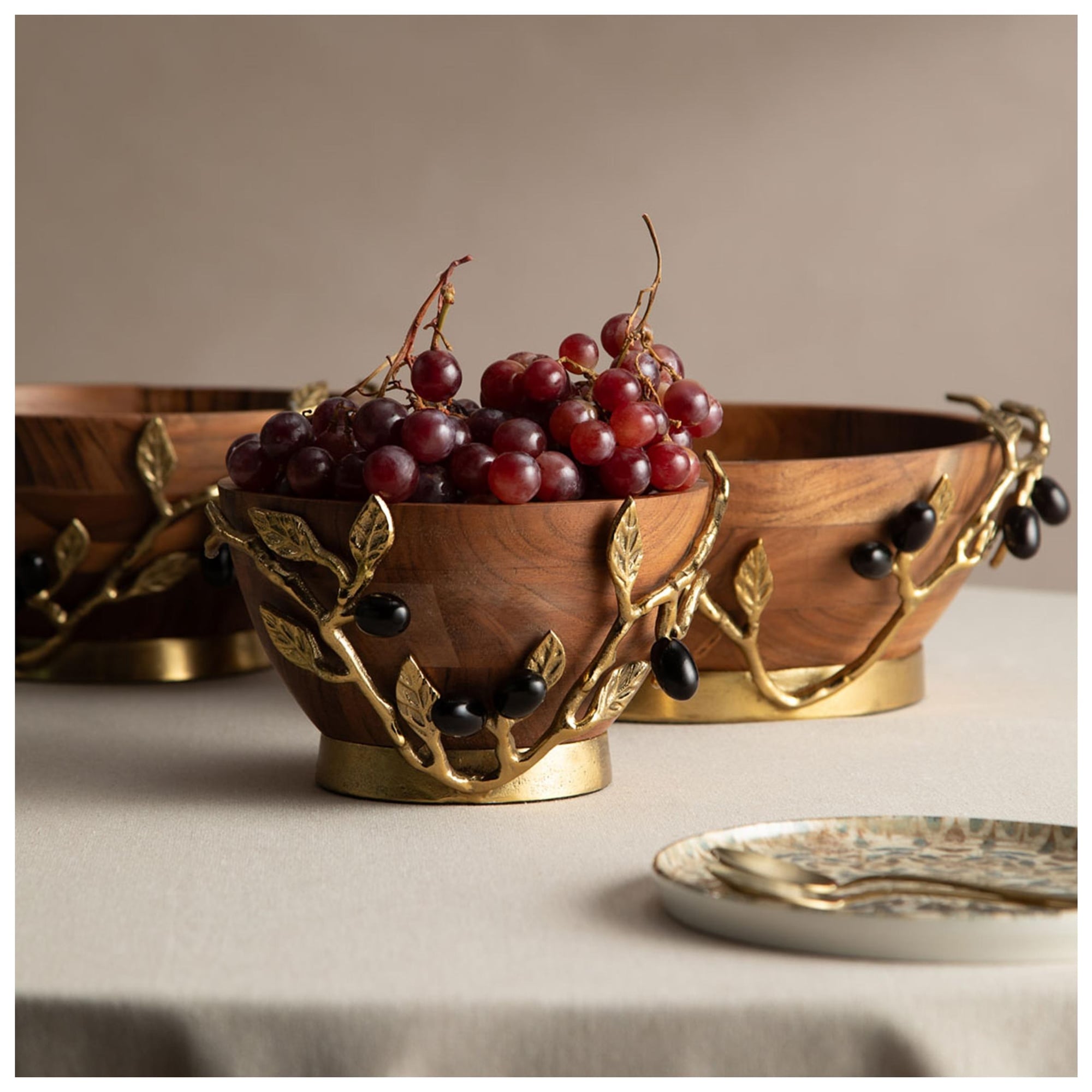 OLIVE AHŞAP DEKORATİF KASE 32X13CM