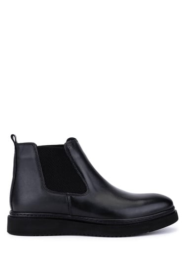  Tamer Tanca Erkek Hakiki Deri Siyah Casual Bot