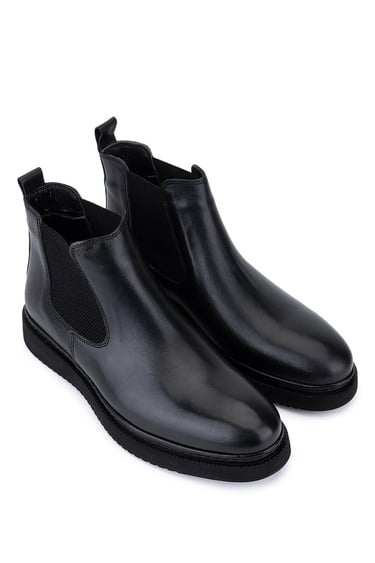  Tamer Tanca Erkek Hakiki Deri Siyah Casual Bot